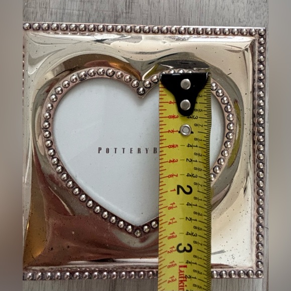 Pottery Barn Silver Beaded Heart Picture Frame & Cream Color Heart Metal Frame - Picture 7 of 9